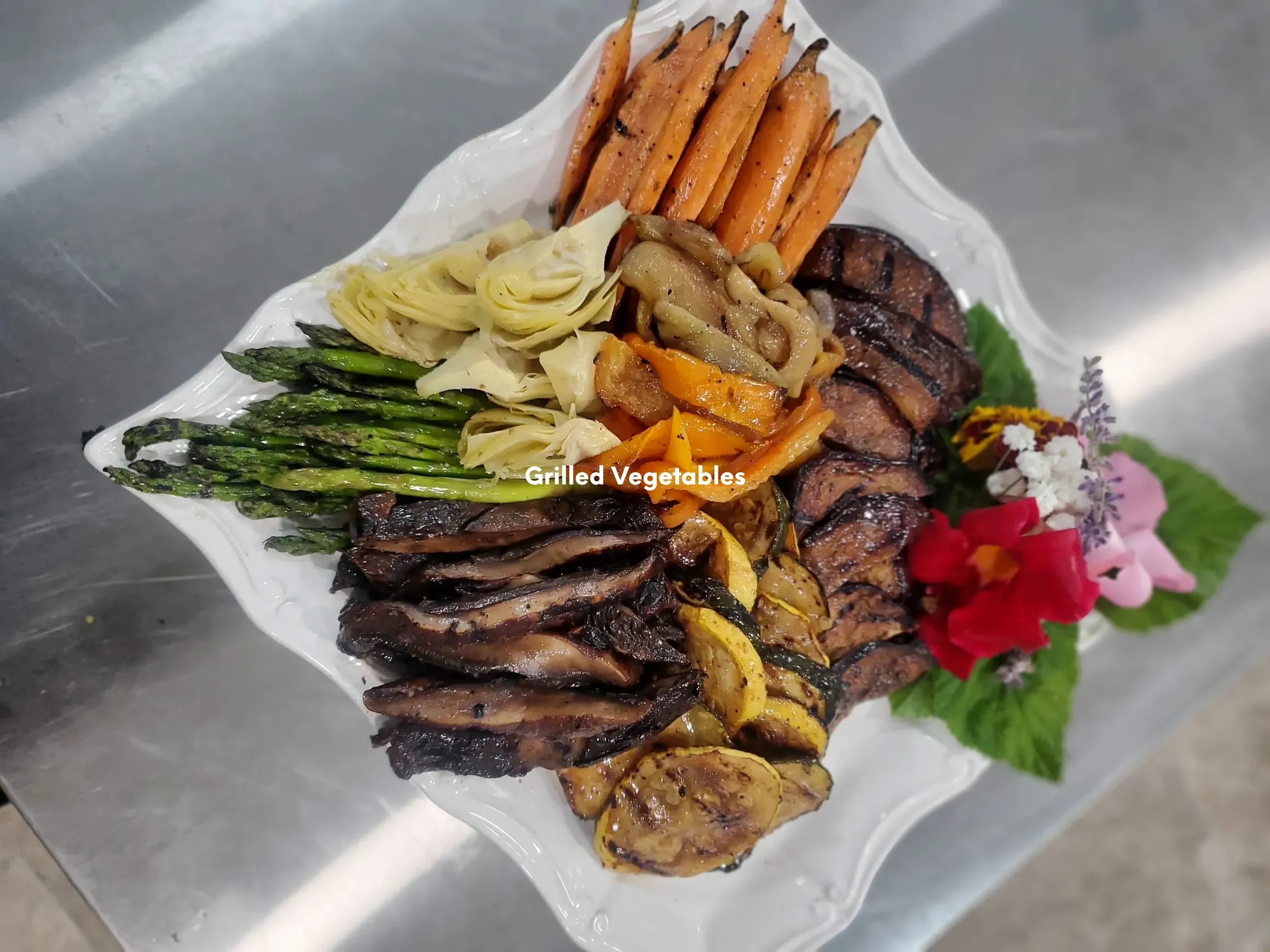 Grilled vegetables prepared by Wadadli Flare Catering